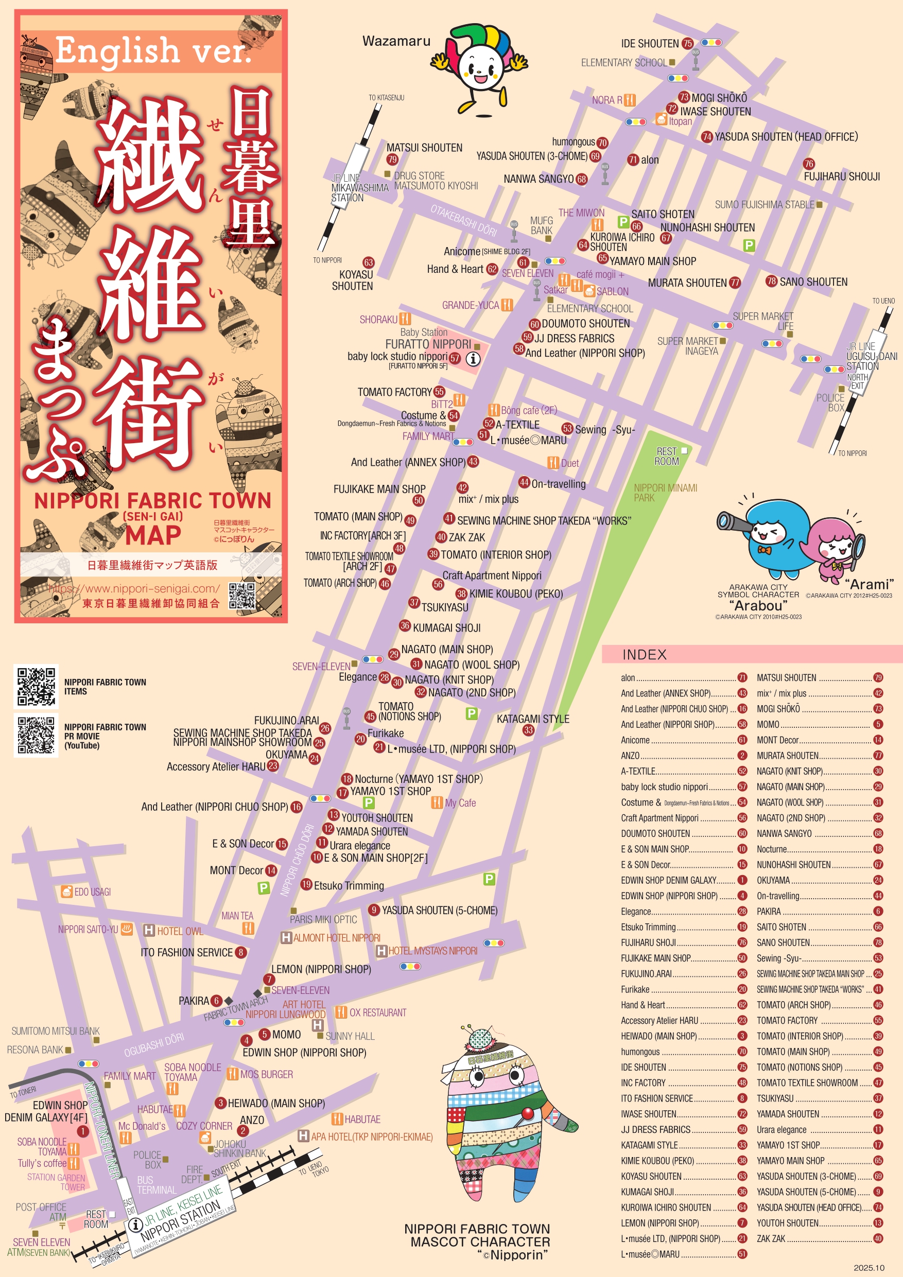 日暮里繊維街マップ 英語版 表面